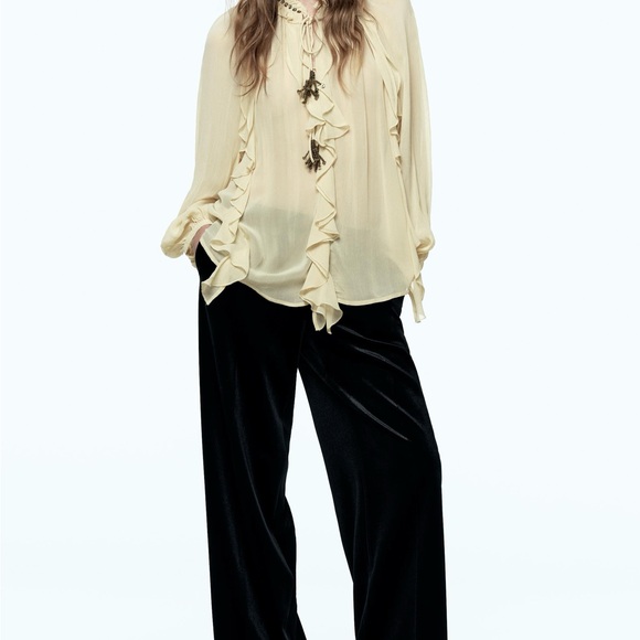 VINTAGE SHEER ESCADA RUFFLE BLOUSE - Picture 14 of 14